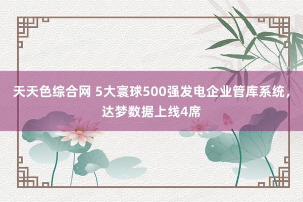 天天色综合网 5大寰球500强发电企业管库系统，达梦数据上线4席