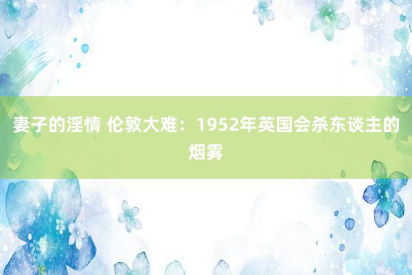 妻子的淫情 伦敦大难：1952年英国会杀东谈主的烟雾